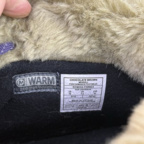 ✅Women's 10M Merrell Fluorecein Winter Boots Brown Waterproof Faux Fur Insulated - Picture 4 of 10